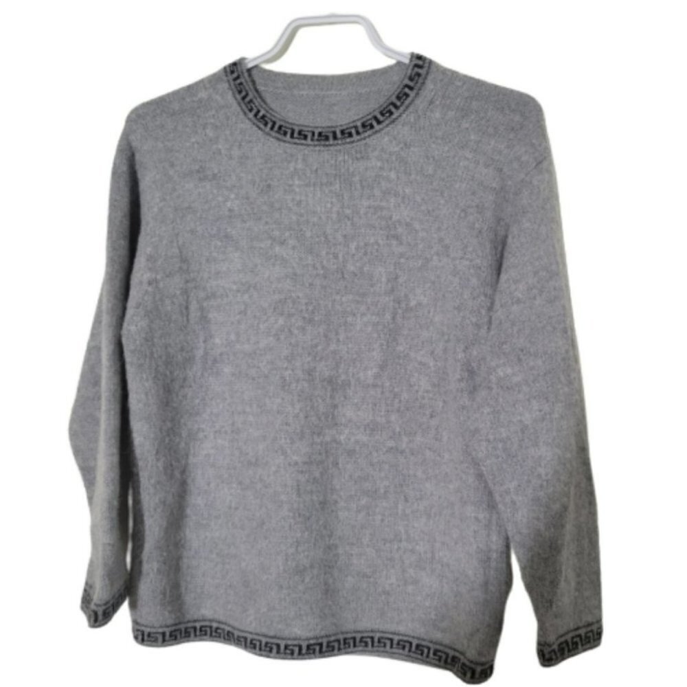 Wool blend crew neck long sleeve sweater